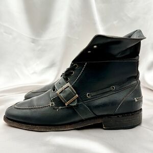 Johnston & Murphy J&M 1850 Black Fold Over Lace Up Buckle Men's Sz 9.5M Boots